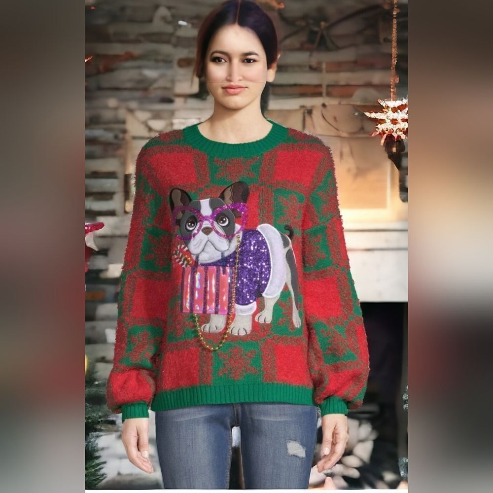 Boston Terrier Christmas sweater